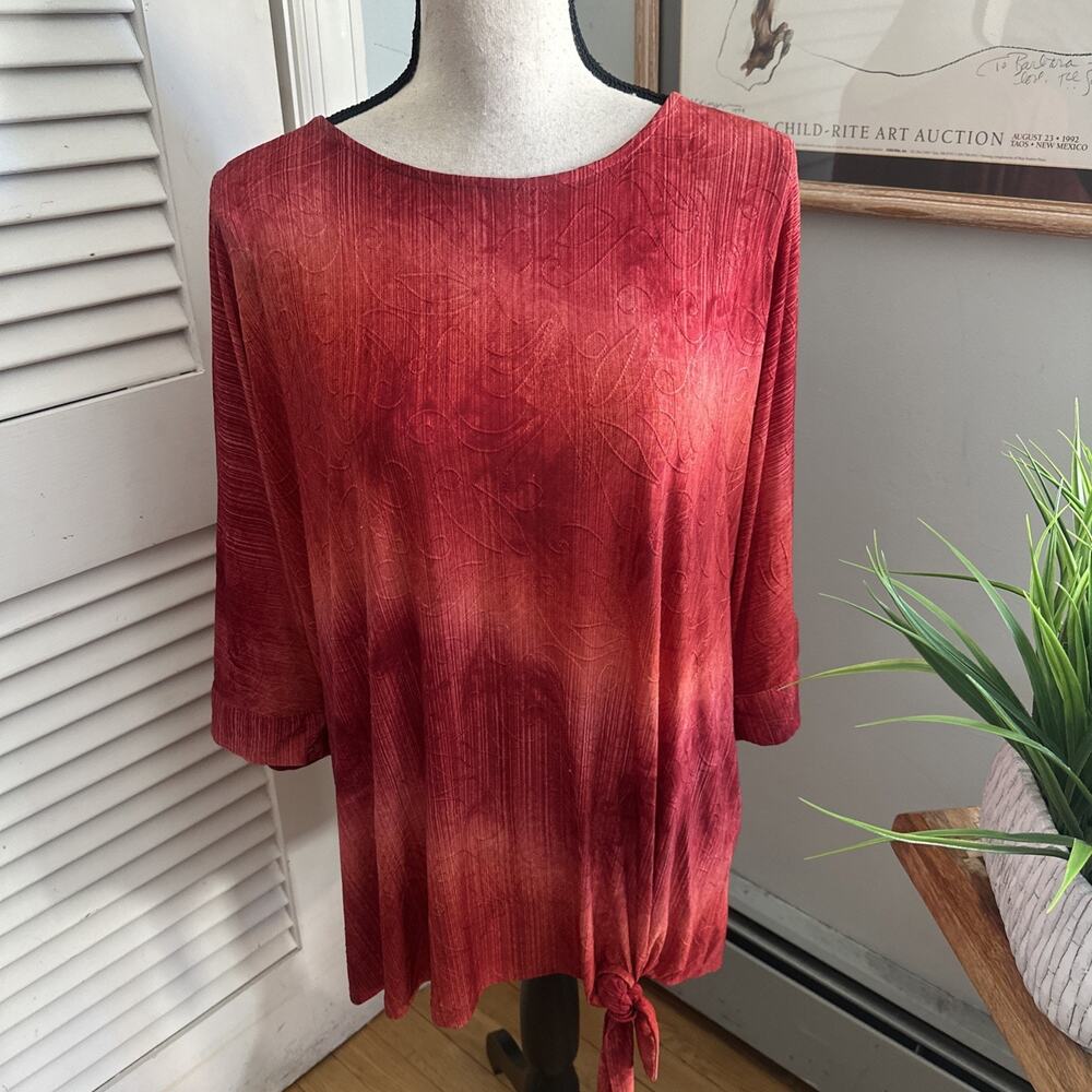Vintage Avenue Tunic Womens 14/16 Rust Red Slinky Retro Y2K Boho Granola Grunge